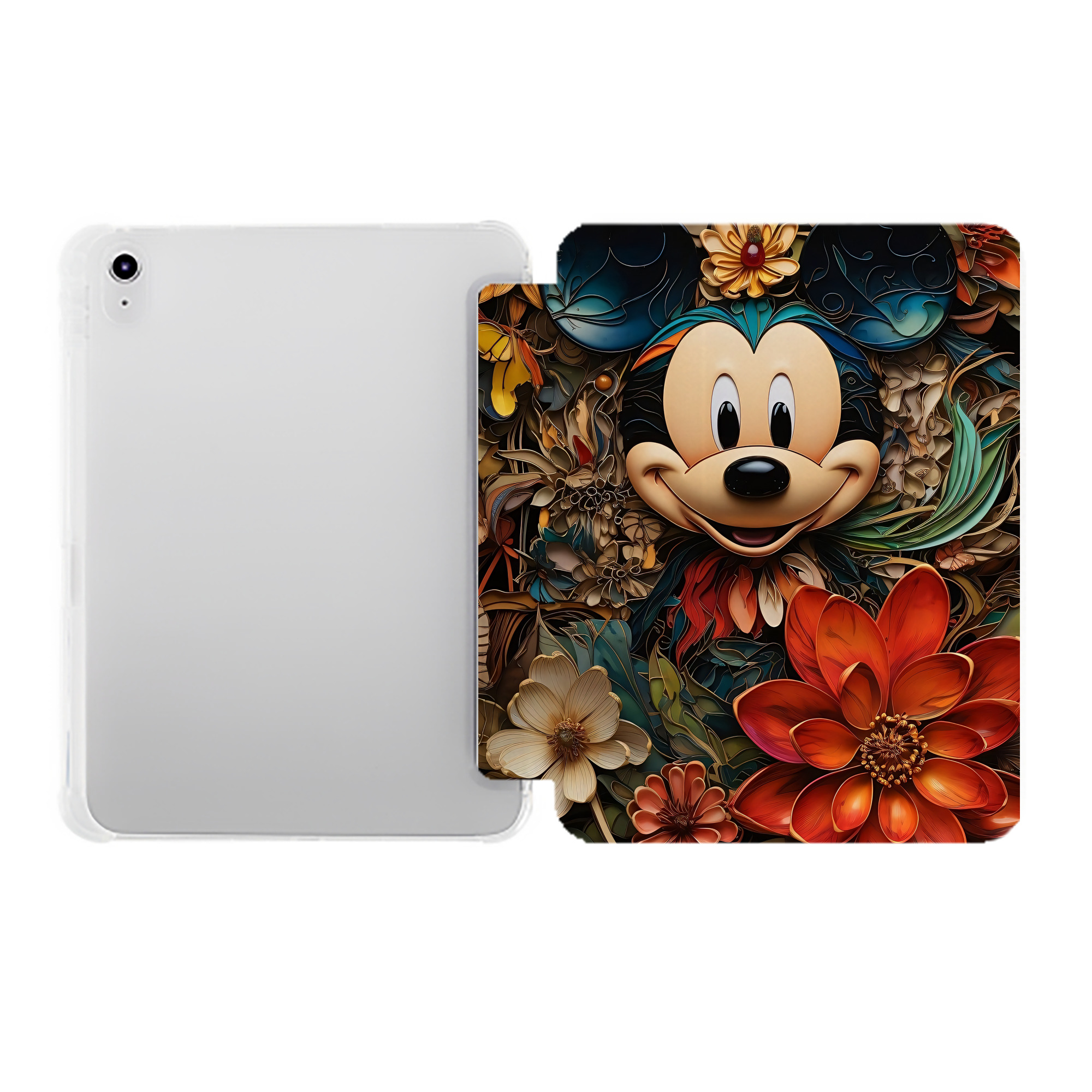 （画像用） ミッキーマウス Mickey Mouse IPad ケース ペン収納付き 三つ折りスタンド PUレザー×シリコン 対応機種9.5/10.5/10.9インチ